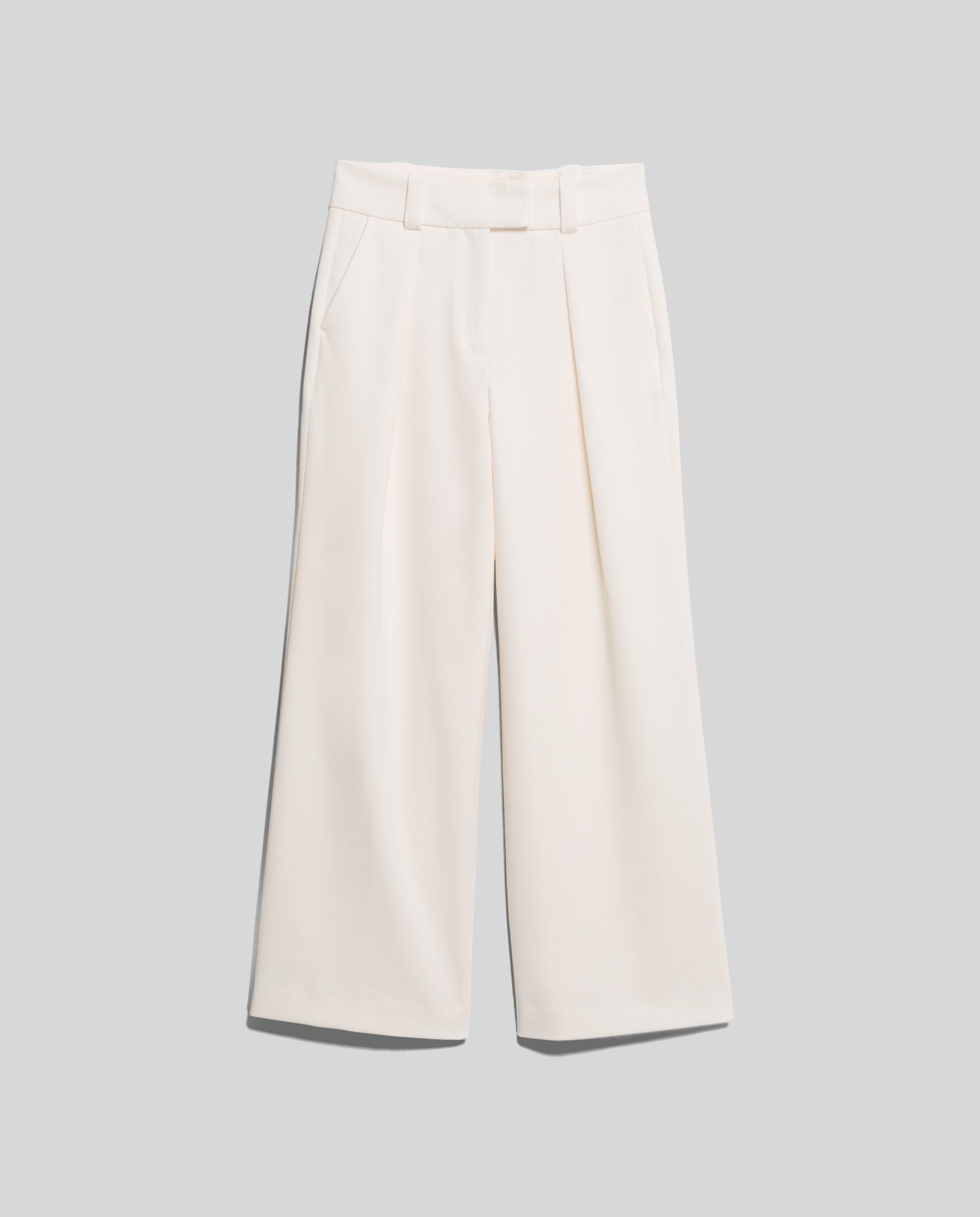 The IVY OAK PEONY ROSE Trouser features a wide-leg, high-waisted design in cream viscose blend with belt loops and side pockets, shown laid flat on a grey background.
