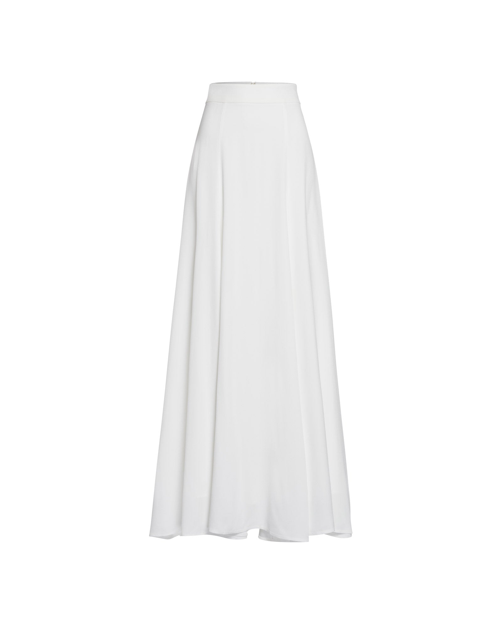 The SIRENA Bridal Skirt by IVY OAK is a long white maxi skirt featuring a high waist and flowing, lightweight fabric, shown on a white background.