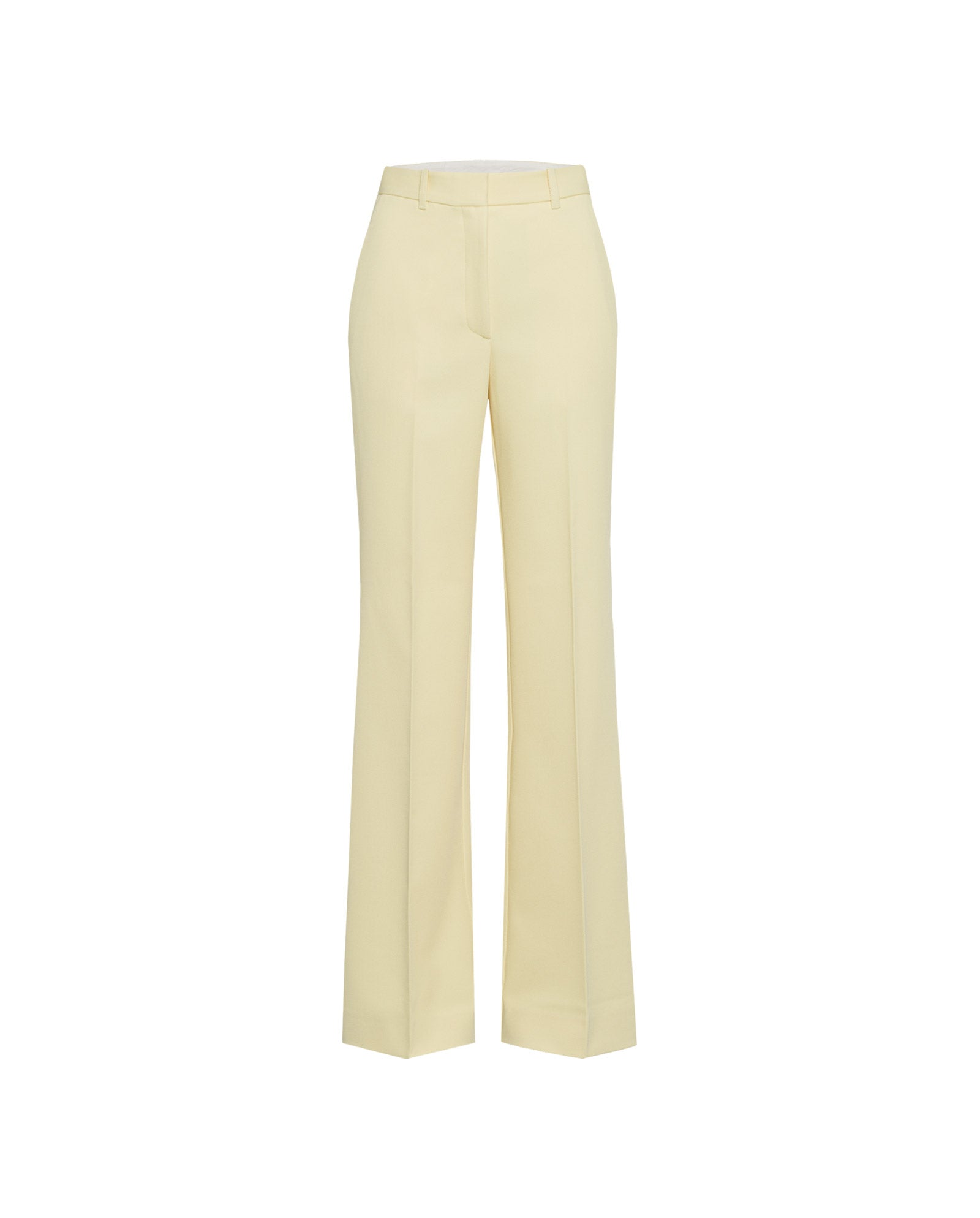 The IVY OAK PENINA Trouser features a cream-colored, high-waisted design with straight legs and patch pockets, crafted from a polyester-viscose blend and shown on a white background.