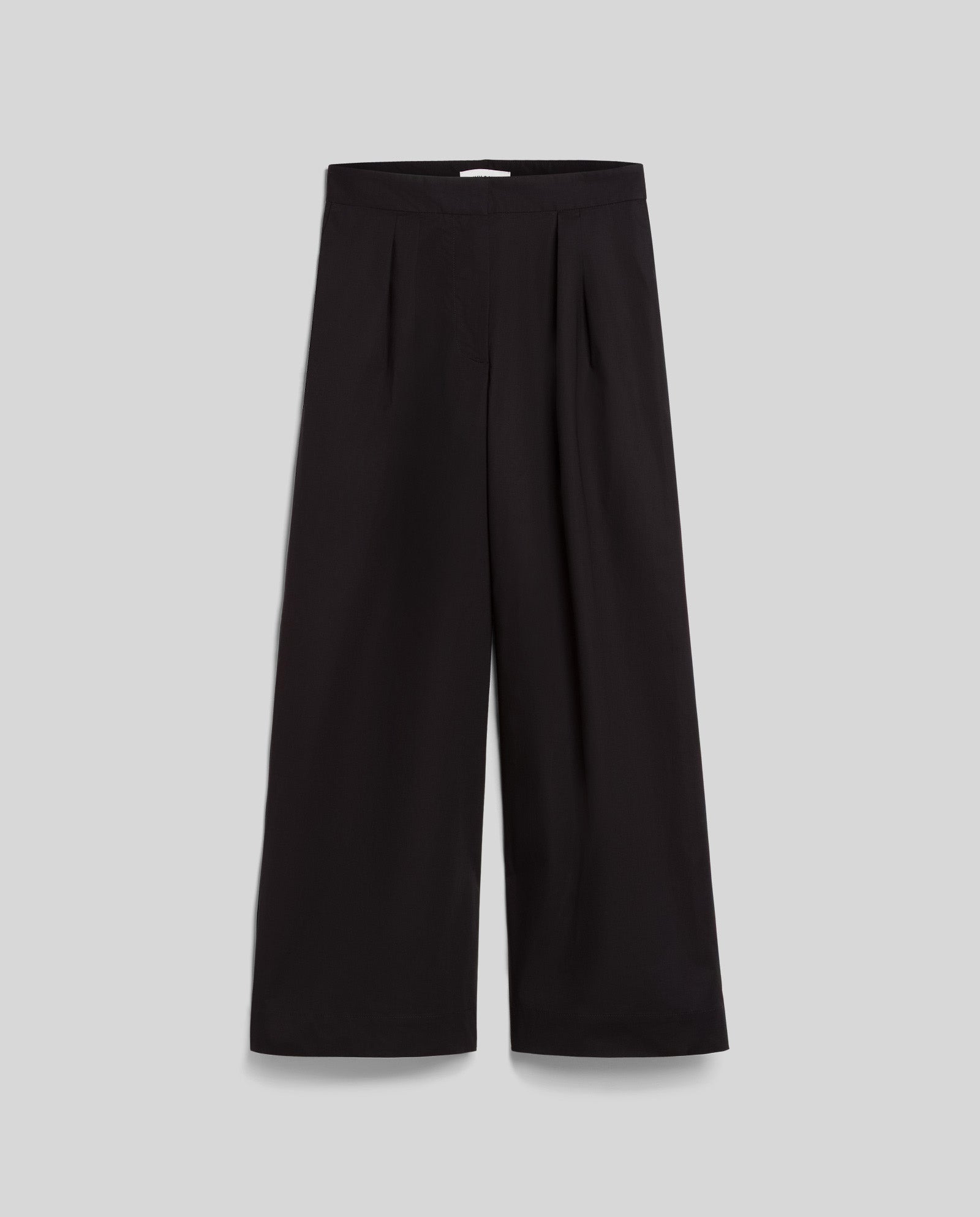 The PIERINA Pants by IVY OAK are black wide-leg trousers with waist darts and pleats, shown against a plain light gray background.