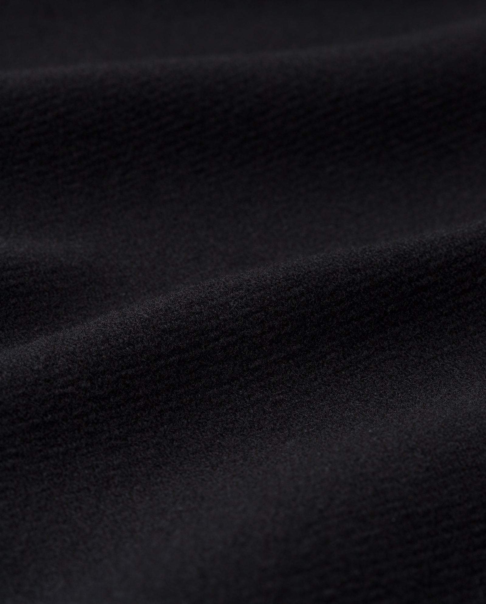 Close-up of the soft-textured black fabric with gentle, wavy folds from the oversized IVY OAK JENNA Jacket.