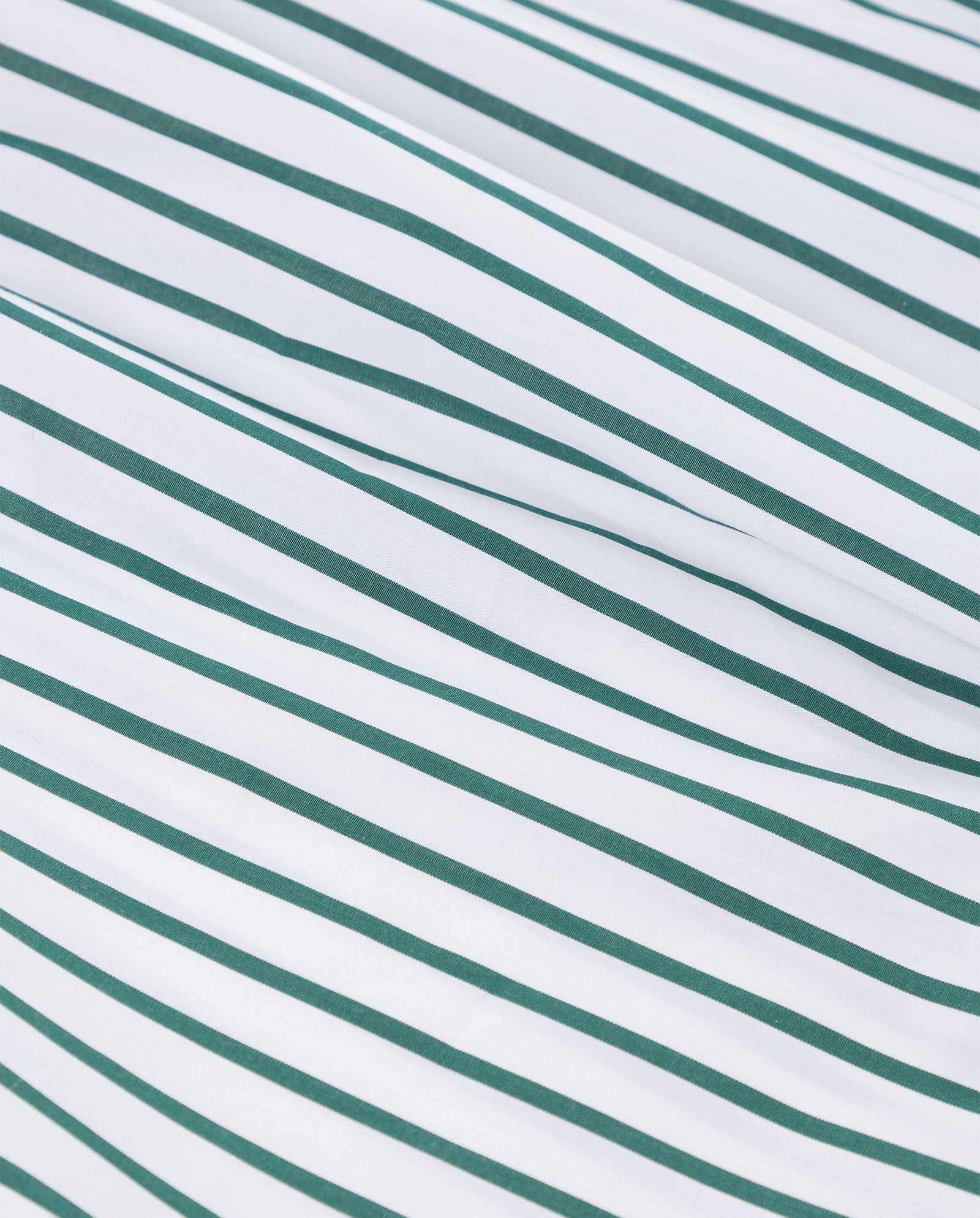 Close-up of the IVY OAK BETHANY LILLY Blouse, featuring crisp cotton fabric with white and diagonal green stripes.