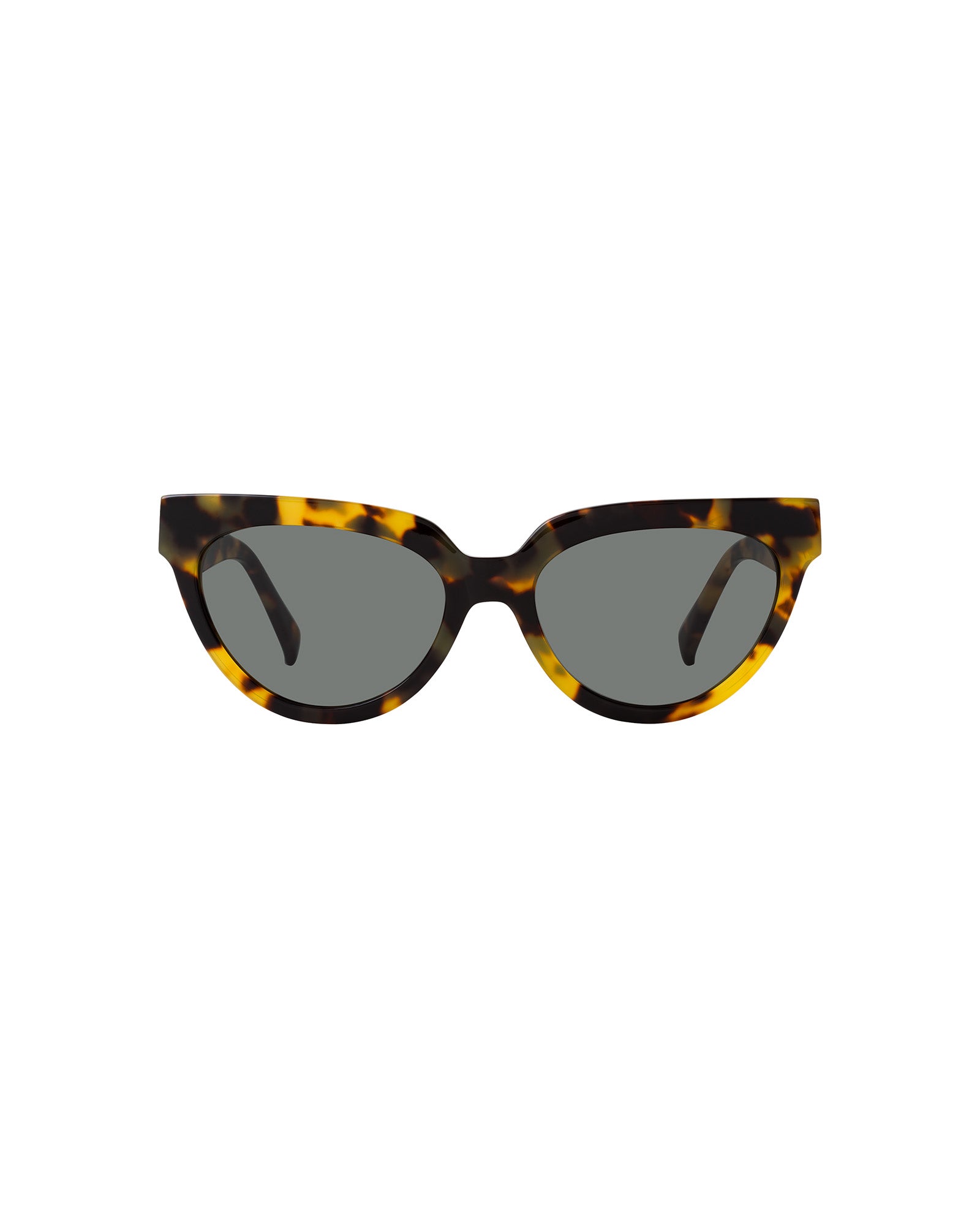 The Addison Sunglasses by IVY OAK feature handcrafted cat-eye frames in tortoiseshell Mazzucchelli acetate with dark UV-protective lenses, displayed on a white background.