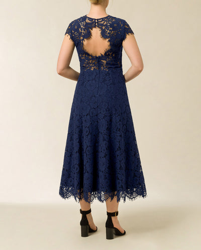 Midi Lace Dress with Open Back